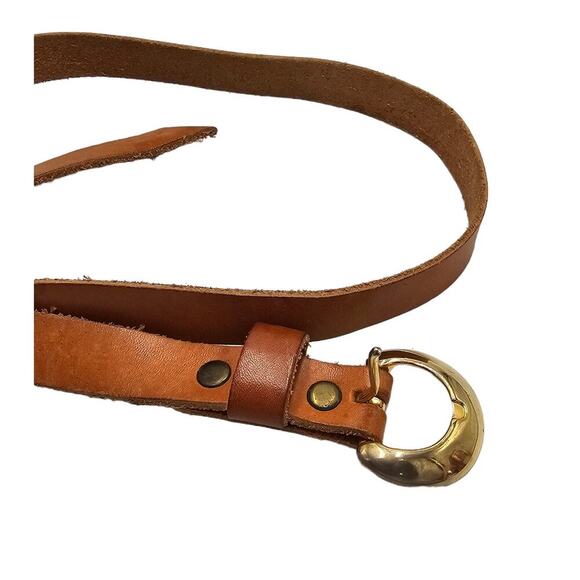 Rona Brown Leather Belt Womens Size Small D-Ring Buckle Skinny Vintage Capsule - Picture 3 of 8